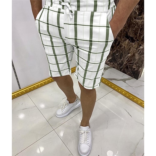 

Men's Chino Shorts Bermuda shorts Work Shorts Drawstring Lattice Breathable Lightweight Knee Length Casual Daily Cotton Blend Stylish Casual / Sporty Green Black Micro-elastic