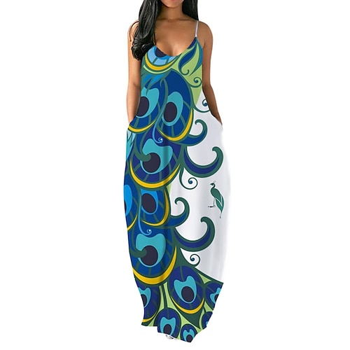 

Women's Casual Dress Shift Dress Long Dress Maxi Dress Green Blue Light Green Sleeveless Pocket Spring Summer Spaghetti Strap Modern Weekend 2022 S M L XL XXL