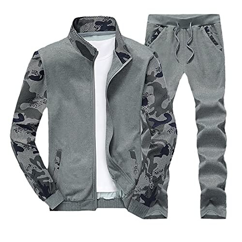 

Men's Tracksuit Sweatsuit Jogging Suits Blue Dark Grey Light Gray Sports & Outdoor Clothing Apparel Hoodies Sweatshirts