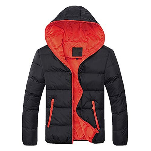 

men's hooded winter coat warm puffer jacket thicken cotton mountain waterproof ski jacket windproof warm snow coat(orange,medium)