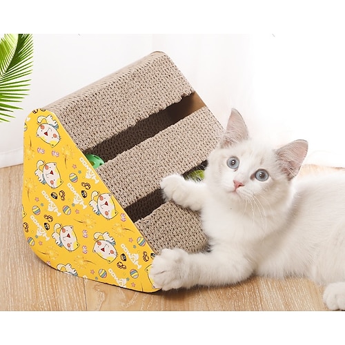 

Cat Scratching Board Corrugated Cat Toy Single-sided Double-slot With Bell Fun Triangular Cat Scratching Board