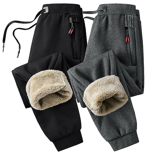 

Men's Winter Warm Sherpa Lined Pants Work Pants Hiking Pants Trousers Active Thermal Jogger Fleece Sweatpants Pant Plus Velvet Thickening Casual Pants Winter Outdoor Windproof Lightweight Bottoms