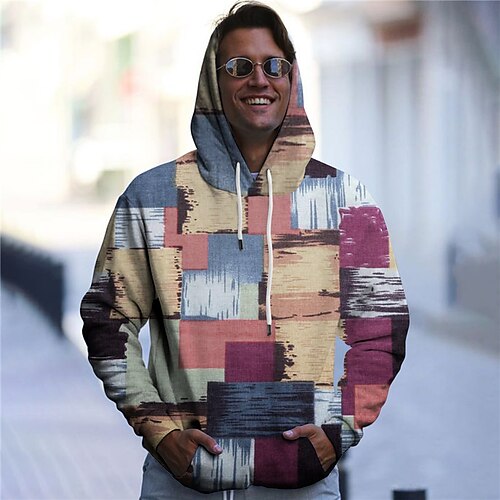 

Men's Unisex Hoodie Pullover Hoodie Sweatshirt Yellow Hooded Color Block Graphic Prints Print Sports & Outdoor Daily Sports 3D Print Designer Casual Big and Tall Spring & Fall Clothing Apparel