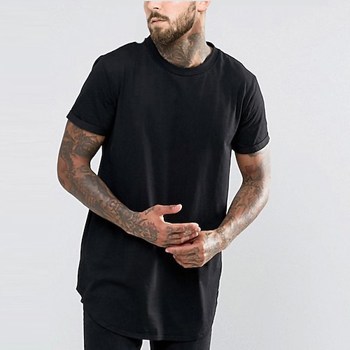 

Men's T shirt Tee Solid Color Crew Neck White Black Casual Holiday Short Sleeve Clothing Apparel Cotton Fashion Lightweight Big and Tall / Summer / Summer