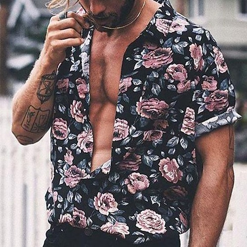 

Per uomo Camicia Floreale Collo ripiegabile Nero Altre stampe Informale Giornaliero Manica corta Stampa Abbigliamento Sportivo Di tendenza Informale Comodo / Estate / Primavera / Estate