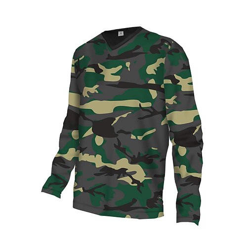 

21Grams Men's Downhill Jersey Long Sleeve Mountain Bike MTB Road Bike Cycling Green Grey Camo / Camouflage Bike Breathable Quick Dry Moisture Wicking Polyester Spandex Sports Camo / Camouflage