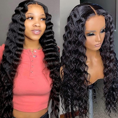 

Loose Deep Wave Lace Front Human Hair Wigs for Women 13x4 Pre Plucked Hairline 150%/180% Density Glueless Brazilian Transparent Lace Frontal Wigs Human Hair Wigs with Baby Hair Natural Color