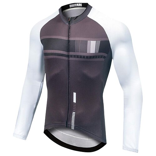 

21Grams Men's Cycling Jersey Long Sleeve Bike Top with 3 Rear Pockets Mountain Bike MTB Road Bike Cycling Breathable Quick Dry Moisture Wicking Reflective Strips Grey Polyester Spandex Sports