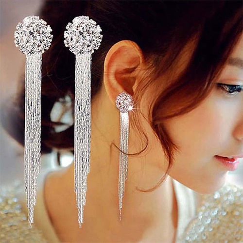 

Women's Drop Earrings Tassel Fringe Precious Stylish Simple Holiday French Cute Earrings Jewelry Silver For Party Wedding Gift Holiday Festival 1 Pair