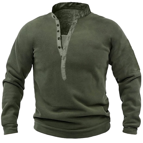 

Herre udendørs varm og åndbar henley button taktisk sweater efterår og vinter herre udendørs varme og åndbar henry button ensfarvet taktisk sweater