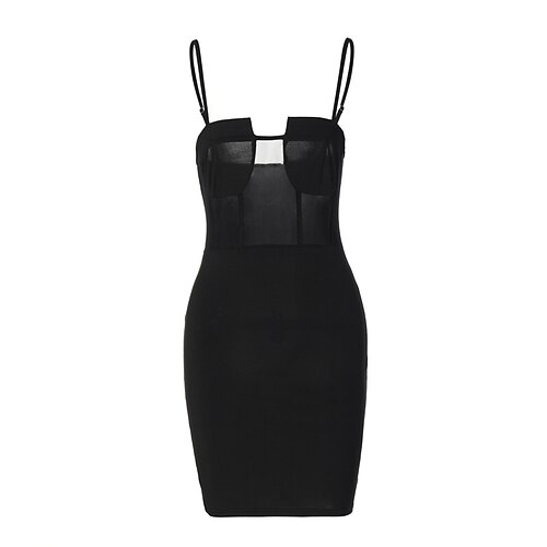 

Women's Bodycon Sheath Dress Slip Dress Mini Dress Black Red Sleeveless Pure Color Backless Spring Summer Boat Neck Personalized Weekend Slim 2023 S M L