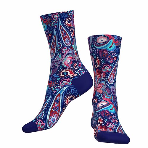 

Socks Cycling Socks Men's Women's Outdoor Exercise Bike / Cycling Breathable Soft Comfortable 1 Pair Paisley Cotton Dark Blue S M L / Stretchy