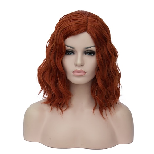 

Black Widow Wig Red Brown Wig for Women Girls Short Bob Curly Wavy Wig Side Part Heat Resistant Cosplay Party Wig (Red Brown)14 inches