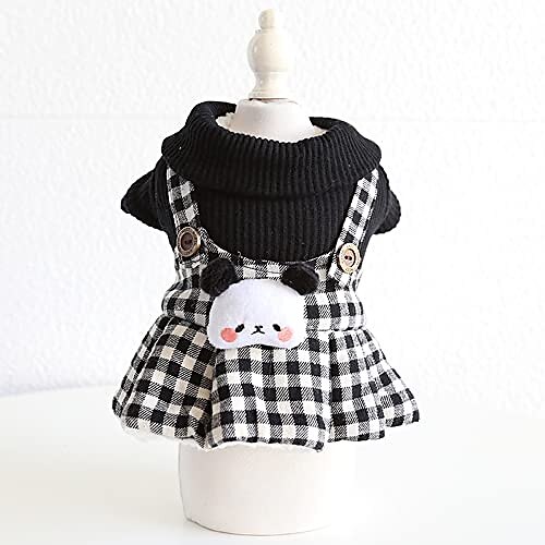 

Dog Winter Clothes for Small Medium Dogs Girl Boy Pet Dress and Onesie Plaid Puppy Couple Outfit Apparel Cat Sweater Clothing Coat (X-Small, Black Dress)