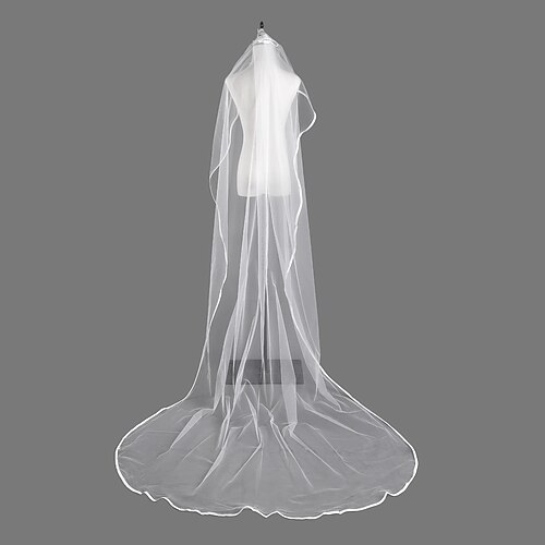 

One-tier Simple / Classic Wedding Veil Cathedral Veils with Pure Color 59.06 in (150cm) Lace