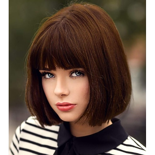 

Synthetic Wig Straight Bob Wig Short Blonde Synthetic Hair Women's Cosplay Party Fashion Pink Red Black ChristmasPartyWigs