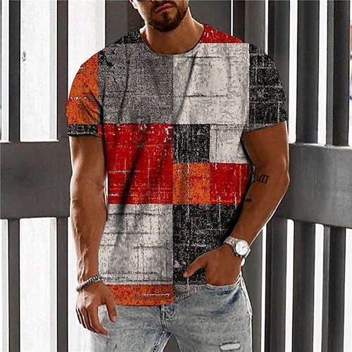 

Herren Unisex T Shirt Farbblock Grafik-Drucke Rundhalsausschnitt Rote Braun 3D-Druck Outdoor Strasse Kurzarm Bedruckt Bekleidung Sport Designer Casual Groß und hoch / Sommer / Sommer