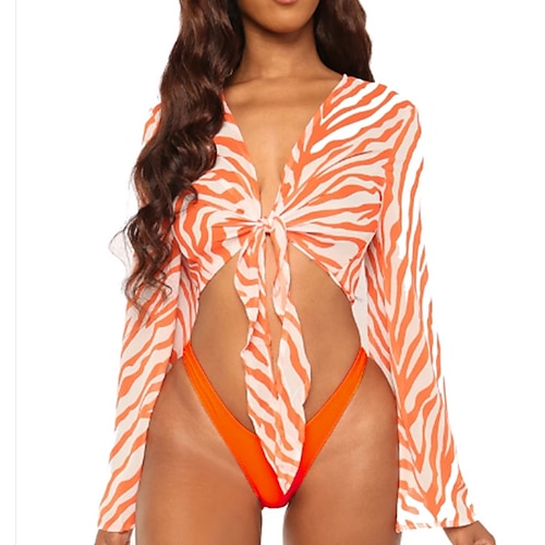 

Mujer Bañadores Bikini Tres piezas Normal Traje de baño Malla A Rayas Ombre Naranja Rojo Marrón Cabestro Escote en V Trajes de baño nuevo Vacaciones Sensual / Moderno / Sujetador Acolchado