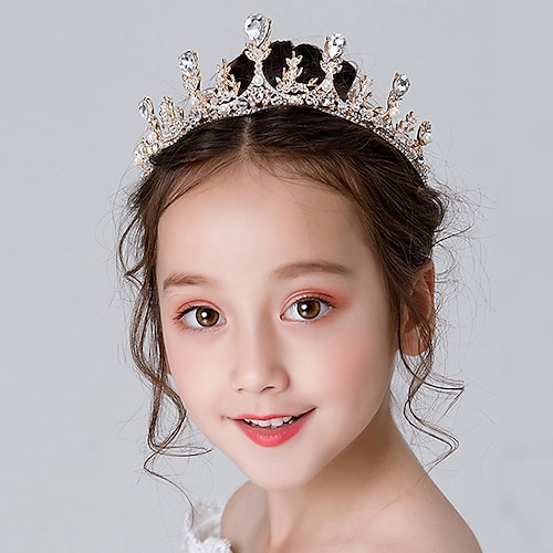 Kids Baby Girls' Crown Headdress Princess Girl Crown Crystal Headband  Golden Frozen Aisha Girl Birthday Hair Accessory 2023 - US $