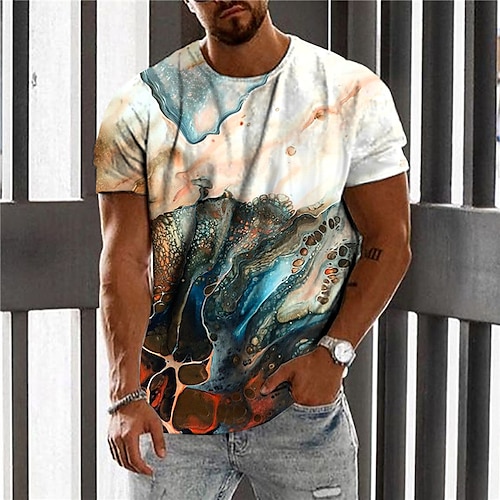 

Homme Unisexe T shirt Tee Abstrait Imprimés Photos Col Ras du Cou Bleu 3D effet Extérieur Plein Air Manches Courtes Imprimer Vêtement Tenue Sportif Design Casual Grand et grand / Eté / Eté