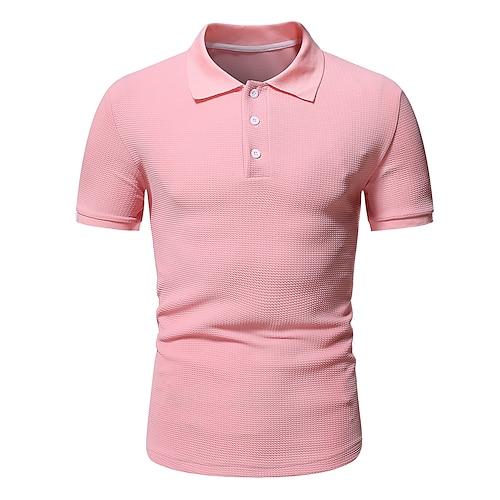 

Men's Collar Polo Shirt Golf Shirt Solid Colored Turndown Pink non-printing Casual Daily Short Sleeve Patchwork Clothing Apparel Fashion Casual / Summer / Summer / Slim