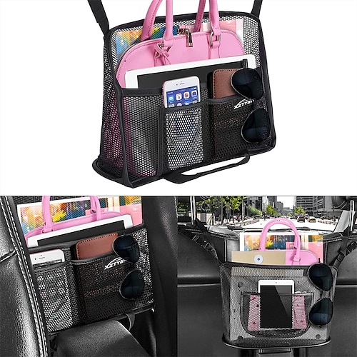 

Car Net Pocket Handbag Holder Car Organizer Back Seat Upgrade Handbag Purse Holder For Car Large Capacity Car Net Bag Barrier of Back Seat Dog Kids Helps To Safe Driving Large 1PCS