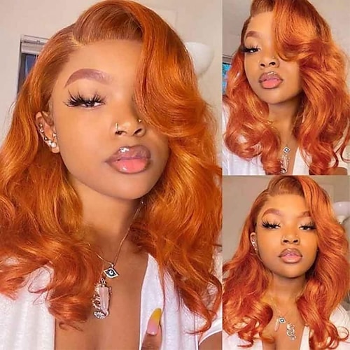 

Orange Ginger Body Wave 13x4 Lace Front Human Hair Wigs with Baby Hair Pre-plucked for Black Women Brazilian Remy Human Hair 13x4 Lace Frontal Wig 150%/180% Density