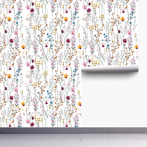 

Floral Plants Cycle Color Home Decoration Comtemporary Vintage Wall Covering, PVC / Vinyl Material Self adhesive Wallpaper, Room Wallcovering