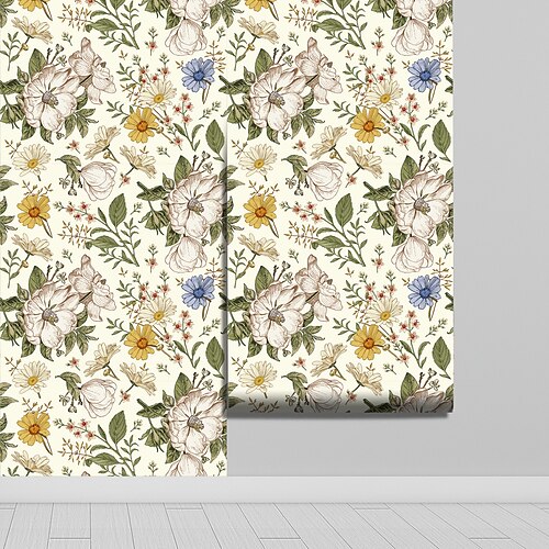 

Floral Plants Animal Home Decoration Comtemporary Vintage Wall Covering, PVC / Vinyl Material Self adhesive Wallpaper, Room Wallcovering 45CM300CM