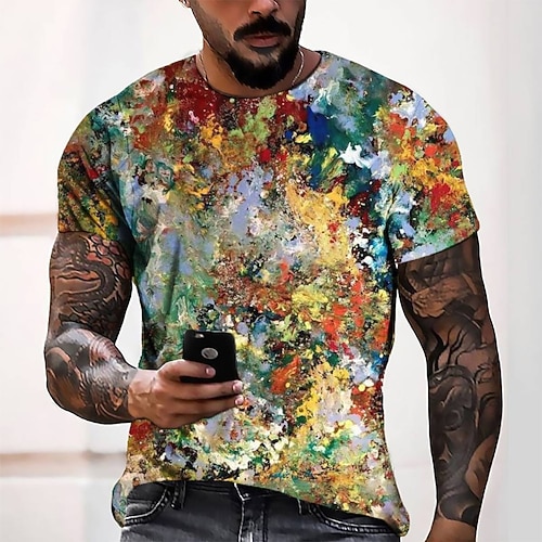 

Men's T shirt Tee Tee Graphic Round Neck Red 3D Print Casual Daily Short Sleeve 3D Print Clothing Apparel Fashion Cool Designer Comfortable / Summer / Summer