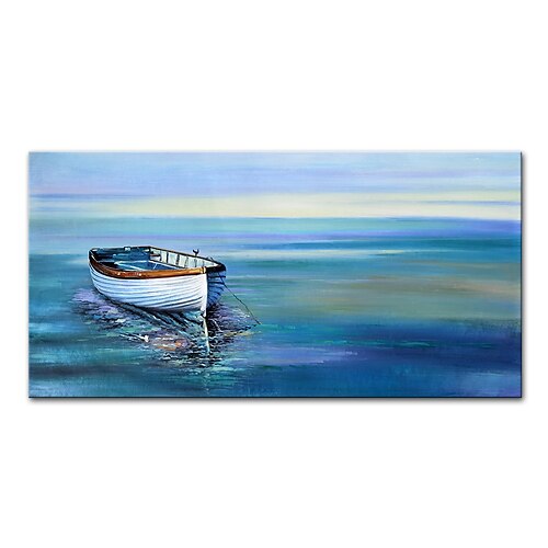 

Mintura Handmade Oil Painting On Canvas Wall Art Decoration Modern Abstract Boat Landscape Picture For Home Decor Rolled Frameless Unstretched Painting
