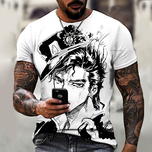 

L'aventure bizarre de JoJo Jour de Giovanna Manches Ajustées Anime Dessin Animé Animé Harajuku Art graphique Kawaii Tee-shirt Pour Homme Femme Unisexe Adulte Impression 3D 100 % Polyester