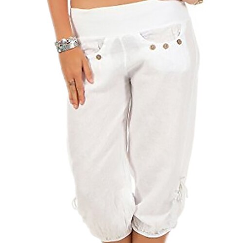 

Women's Plus Size Bloomers Capri shorts Solid Color Sporty Casual Casual Daily Natural Calf-Length Fall Spring White Beige L XL XXL 3XL 4XL
