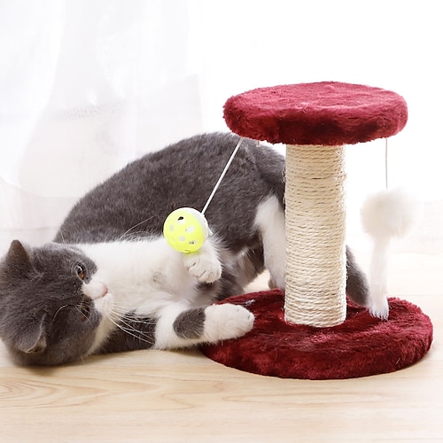 

Cat Tree Double-layer Double Hanging Ball Mouse Plush Cat Climbing Frame 20cm Sisal Cat Scratching Board Post Cat Tree Cat Jumping Platform