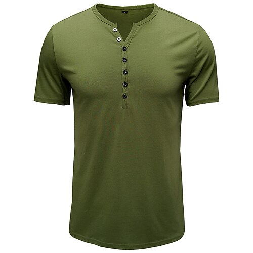 

Mens Henley Shirt Fashion Casual Front Placket Basic Henley T-Shirt Breathable Lightweight Button Top