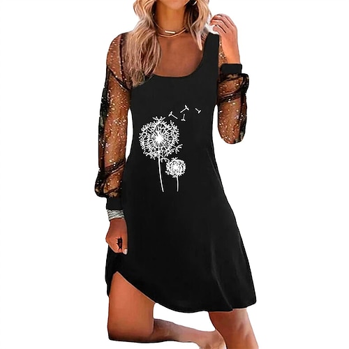 

Femme Robe casual manche longue Hiver Automne Maille Imprimer Floral Col Carré robe hiver Fin de semaine robe automne Ample 2022 Noir Vin Bleu de minuit S M L XL XXL 3XL