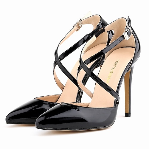

Women's Heels Party Work Dress Shoes Sexy Shoes Stilettos Buckle Stiletto Heel Pointed Toe Elegant Sexy Classic Patent Leather Buckle Solid Colored Light Yellow Almond Black