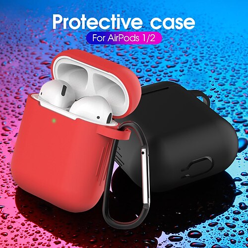 

Case Cover Compatible with Airpods 1/2 Shockproof Dustproof Solid Color Silicone Headphone Case