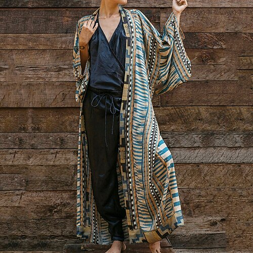 

Women's Swimwear Cover Up Beach Top Normal Swimsuit UV Protection Modest Swimwear Printing Striped Geometic Green V Wire Bathing Suits New Stylish Casual / Vacation