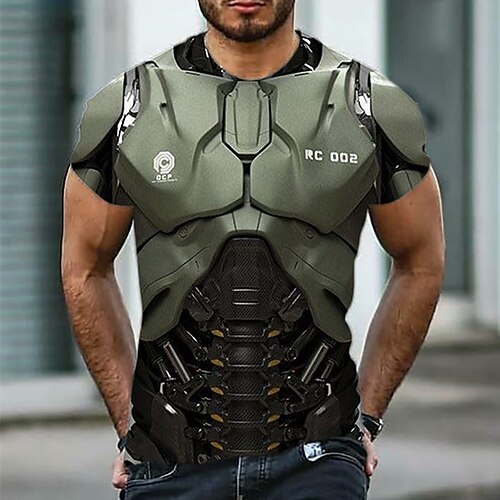 

Men's T shirt Tee Crew Neck Black 3D Print Armor Daily Sports Short Sleeve Print Clothing Apparel Designer Casual Classic Big and Tall / Summer / Summer