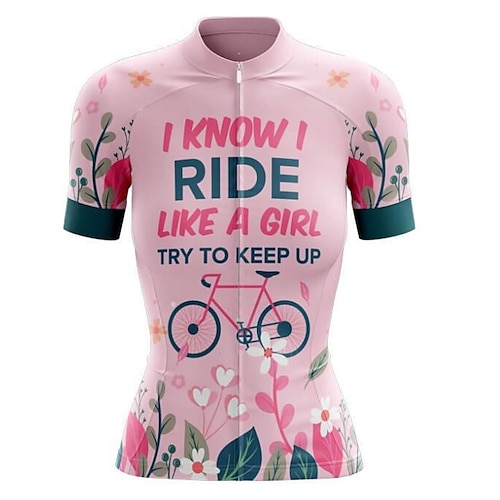 

21Grams Women's Cycling Jersey Short Sleeve Bike Jersey Top with 3 Rear Pockets Mountain Bike MTB Road Bike Cycling Fast Dry Breathable Quick Dry Moisture Wicking Purple Yellow Rosy Pink Floral