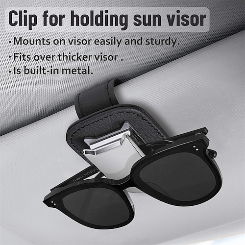 

Car Glasses Holder Universal Car Visor Sunglasses Clip Leather Eyeglasses and Ticket Card Holder Clip 2 PCS