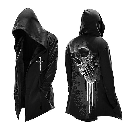 

Men's Hoodie Zip Hoodie Sweatshirt Graphic Skull Hooded Casual Daily Holiday 3D Print Casual Big and Tall Hoodies Sweatshirts Long Sleeve Black