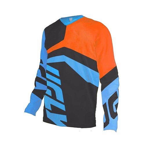 

21Grams Men's Downhill Jersey Long Sleeve Mountain Bike MTB Road Bike Cycling White Yellow Orange Bike Breathable Quick Dry Moisture Wicking Polyester Spandex Sports Geometric Clothing Apparel