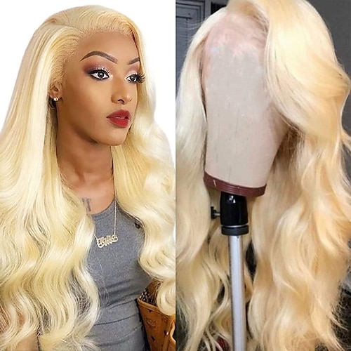 

613 Blonde Lace Front Wig Human Hair 13x4 HD Lace Frontal Wigs Brazilian Virgin Body Wave Blonde Human Hair Wigs for Black Women 150% Pre Plucked with Baby Hair