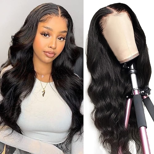 

Body Wave Lace Front Wigs Human Hair Pre Plucked with Baby Hair Glueless 180% Density 10A Lace Closure Human Hair Wigs for Black Women Natural Color 14-26 Inch