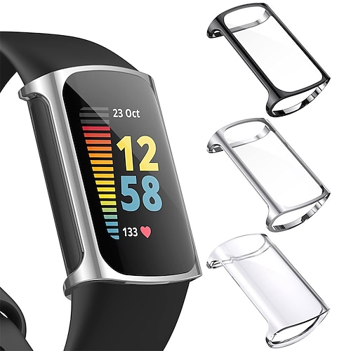 

3-Pack Screen Protector Compatible with Fitbit Charge 5 (Not for Charge 4/3) TPU Rugged Bumper Case Cover All-Around Protective Plated Bumper Shell Accessories for Charge 5 Smartwatch