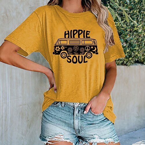 

Women's Plus Size Tops T shirt Tee Graphic Letter Long Sleeve Round Neck Preppy Daily Cotton Blend Fall Winter / Loose