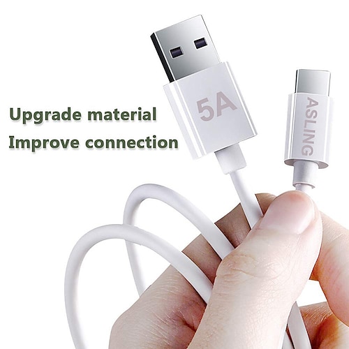 

ASLING USB TO USB C 5A Super Fast Charge Data Cable 3.3ft 6.6ft TPE Durable Cable For Samsung Xiaomi Huawei Phone Accessory