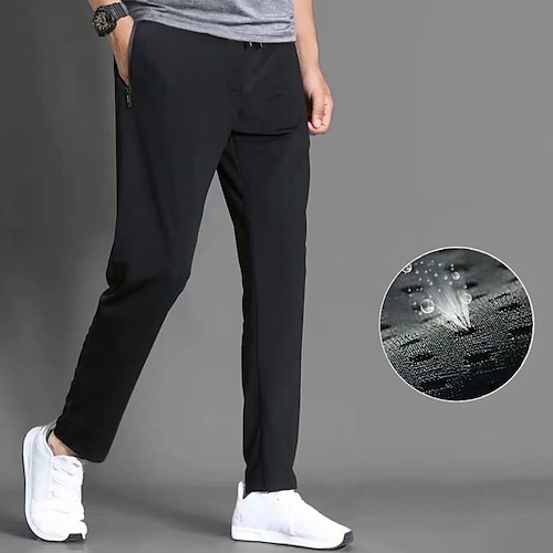 

Men's Active Trousers Casual Pants Pocket Drawstring Elastic Waist Solid Color Breathable Outdoor Full Length Casual Daily Streetwear Stylish Casual Black Micro-elastic